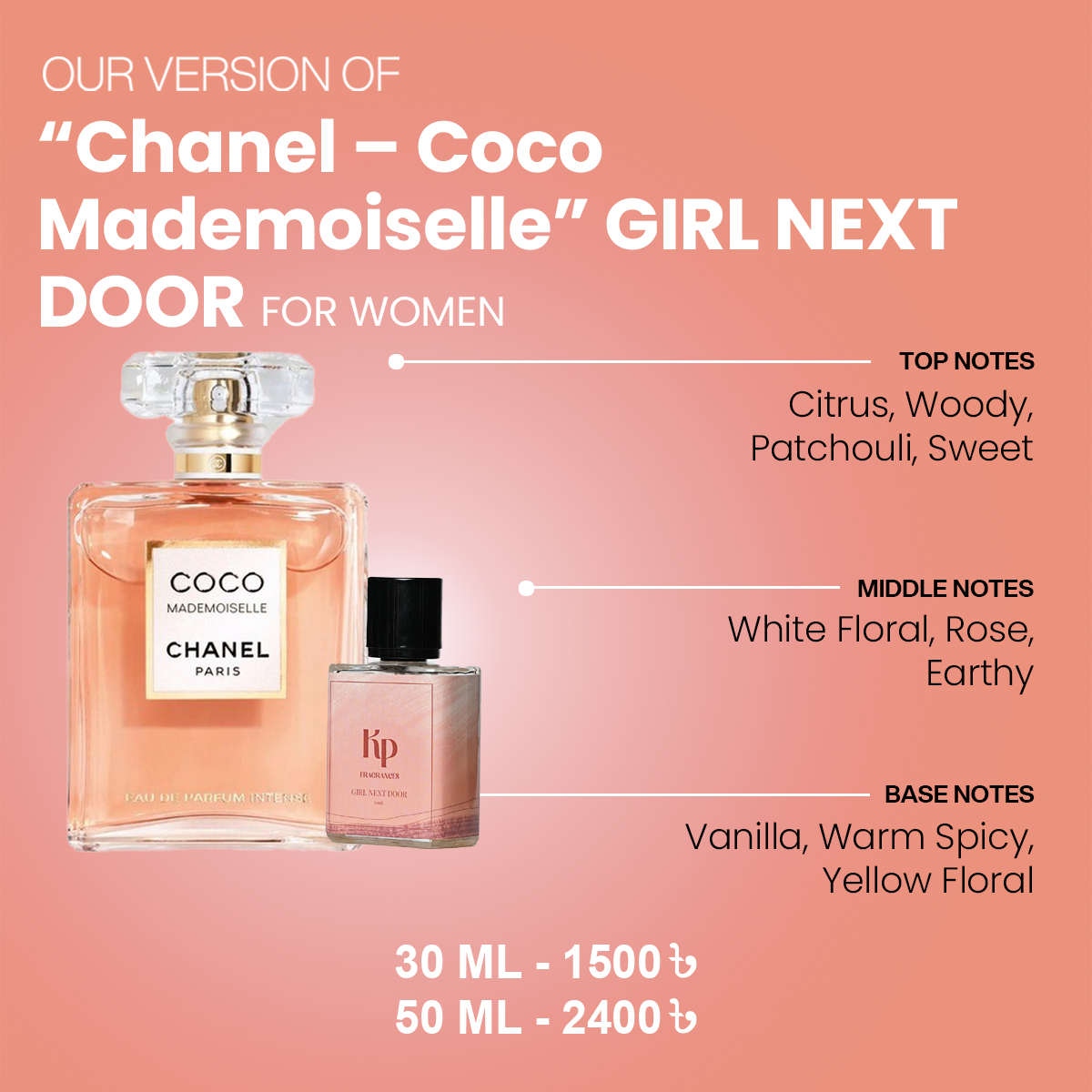 Our Version Of “Chanel – Coco Mademoiselle” GIRL NEXT DOOR